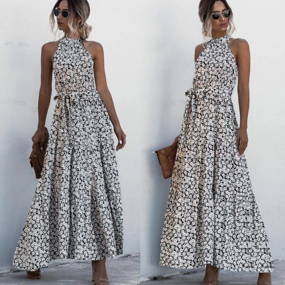 Boho gypsy dot halter maxi dress - Picture 4 of 4